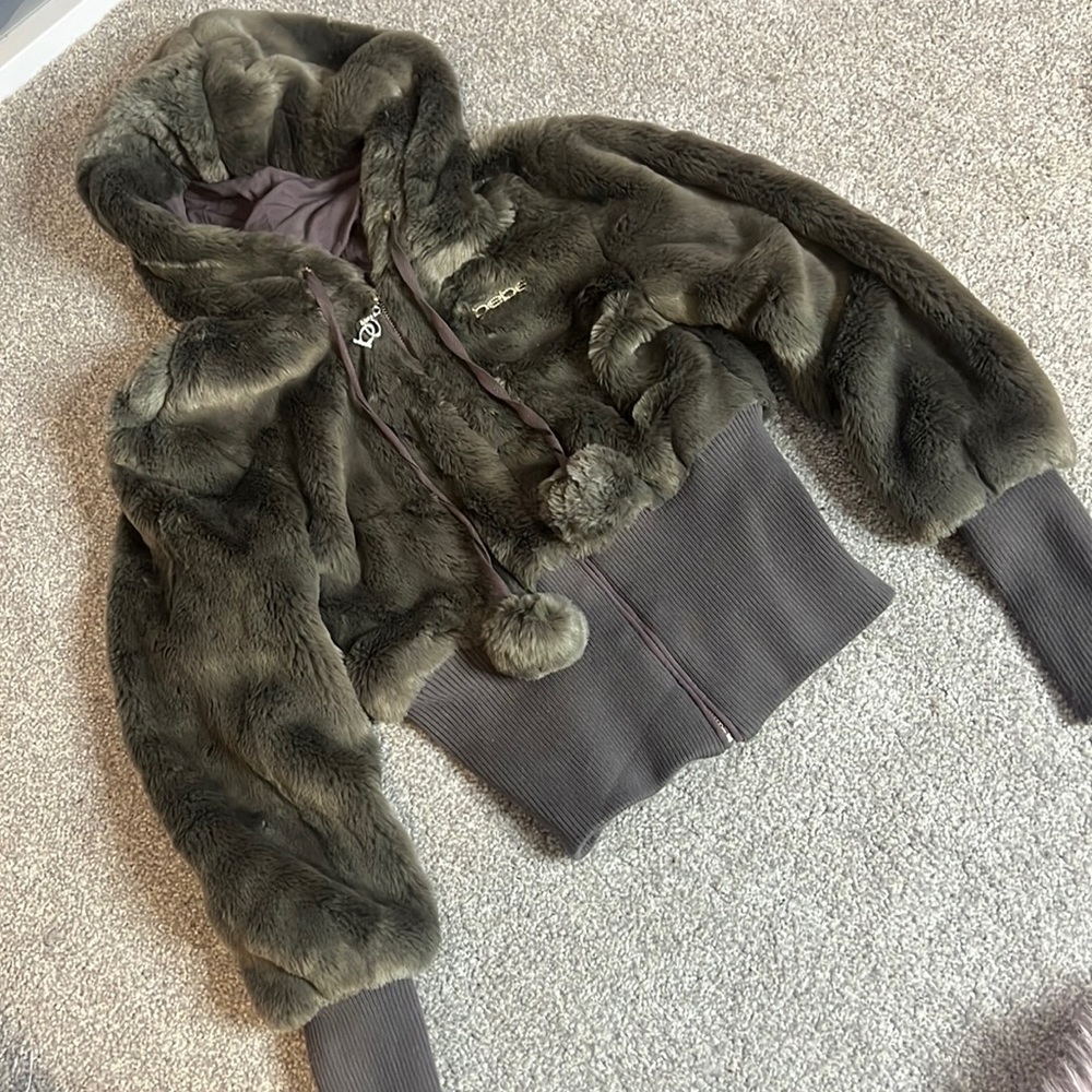 BeBe fur bomber grey jacket